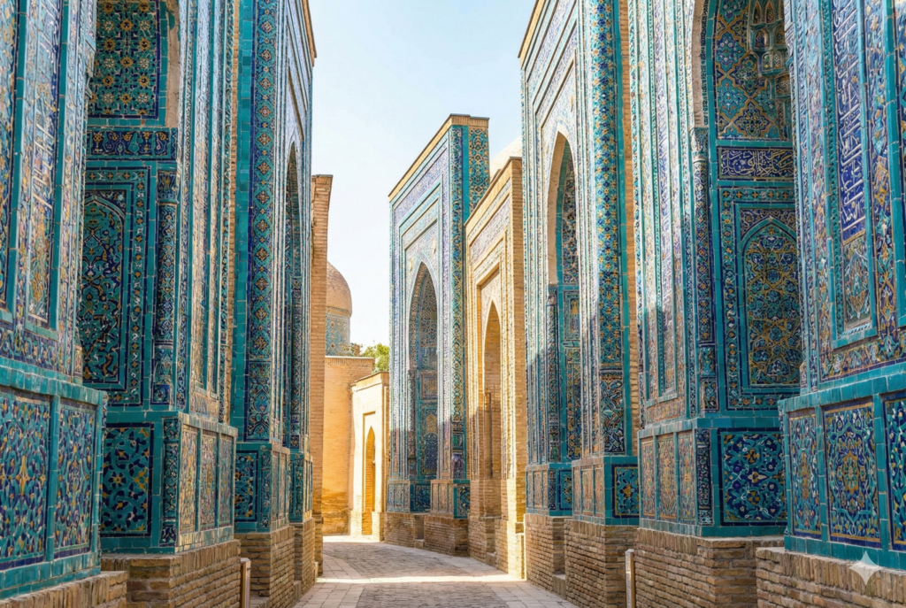 (イメージ:青いタイルが美しいシャーヒ・ズィンダ廟群)