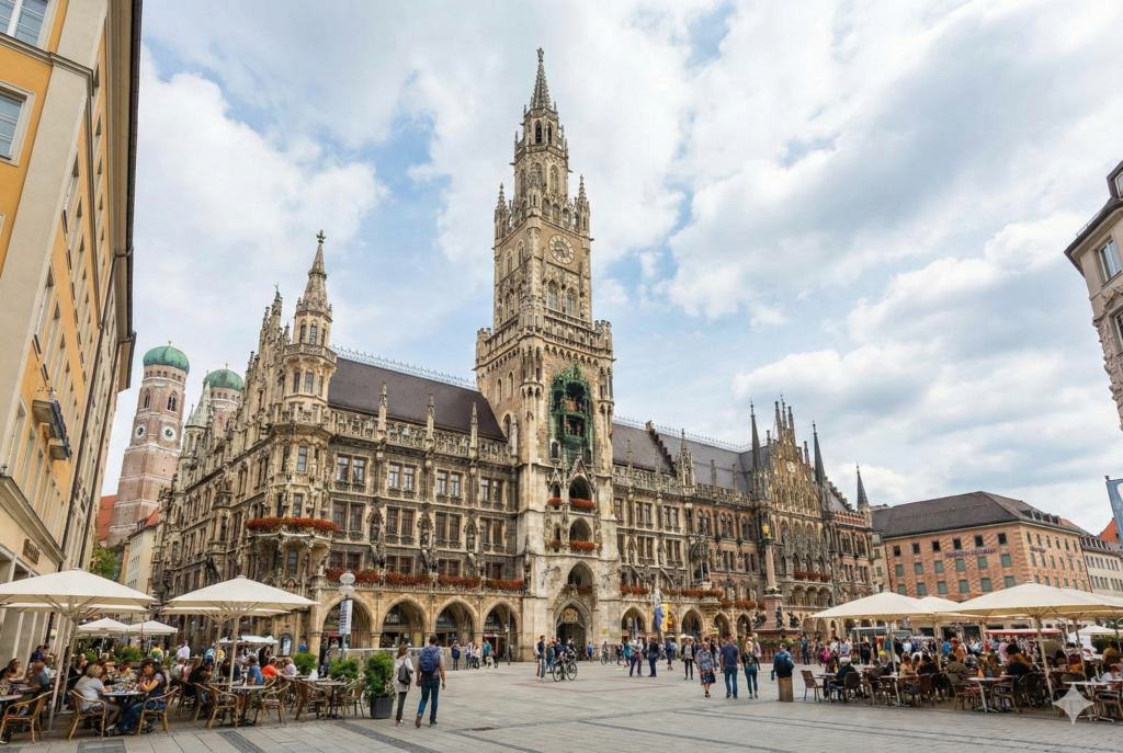 マリエン広場に立つ新市庁舎