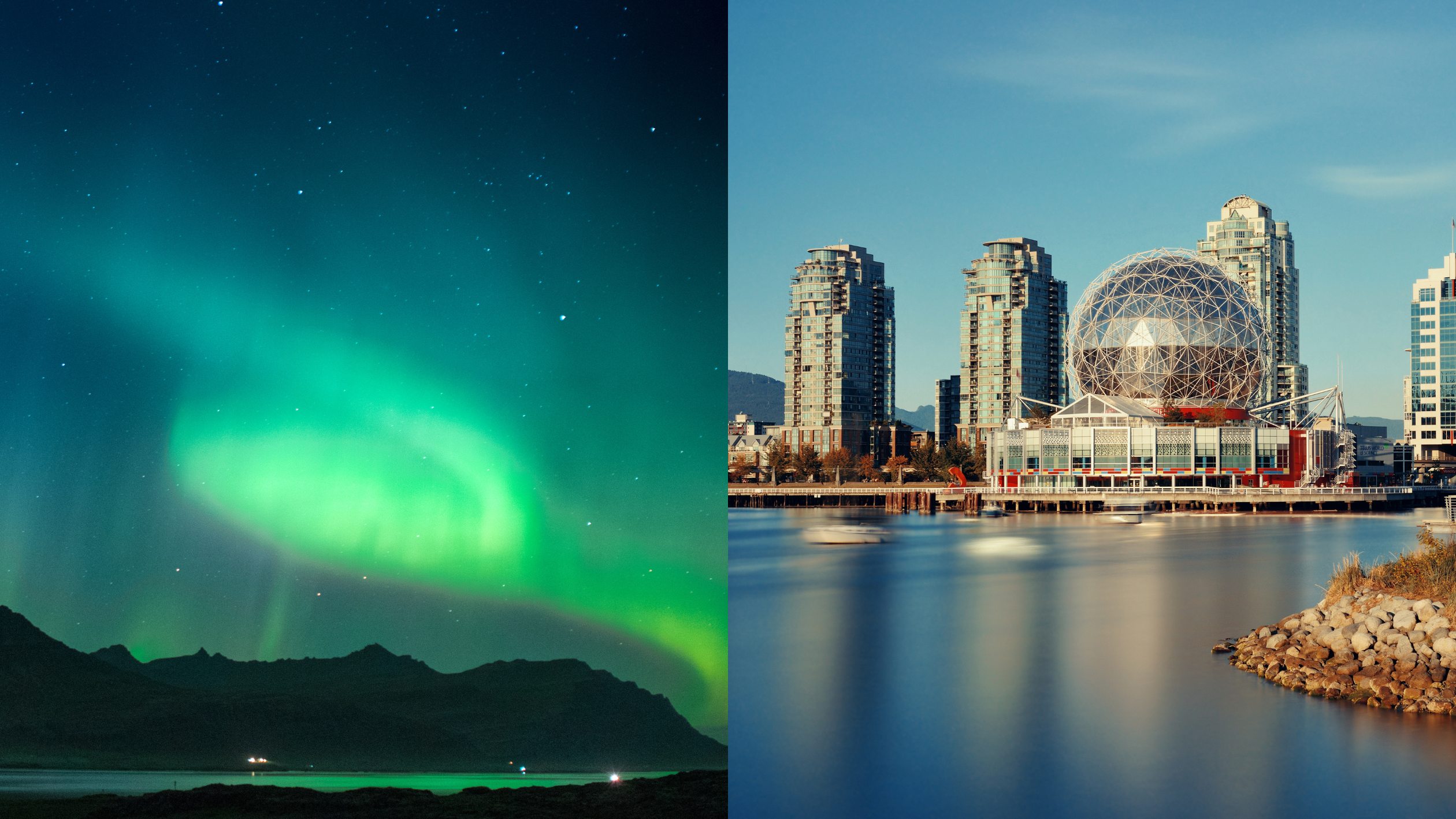 イエローナイフ オーロラ&バンクーバー 街並み