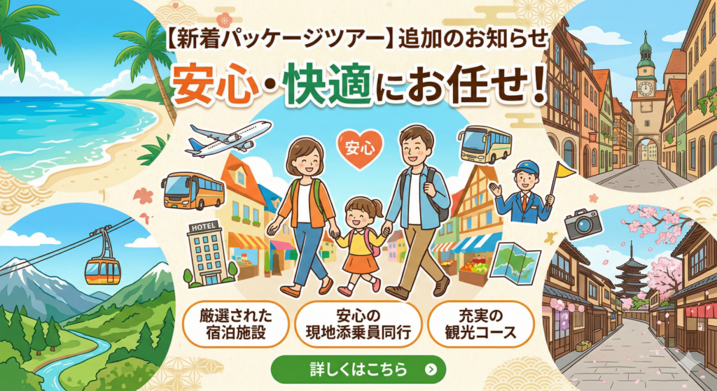 【新着パッケージツアー】安心・快適にお任せ！パッケージツアー追加のお知らせ