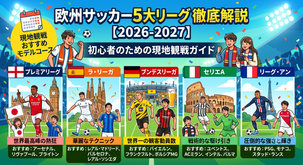 欧州サッカー5大リーグとは？特徴・開催期間とおすすめ観戦チームを徹底解説【2026-2027】